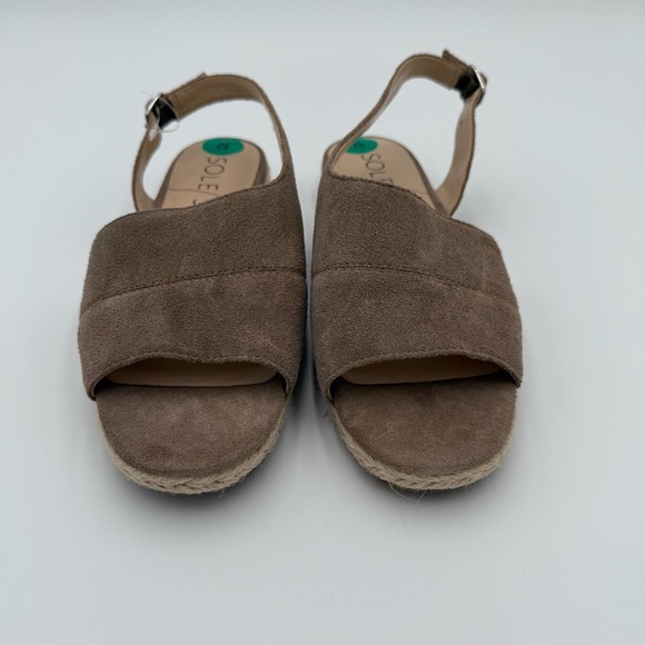 Sole Society Dolven Dune Suede Leather Back Strap Summer Sandals Brown 8 NWOT - Picture 4 of 9